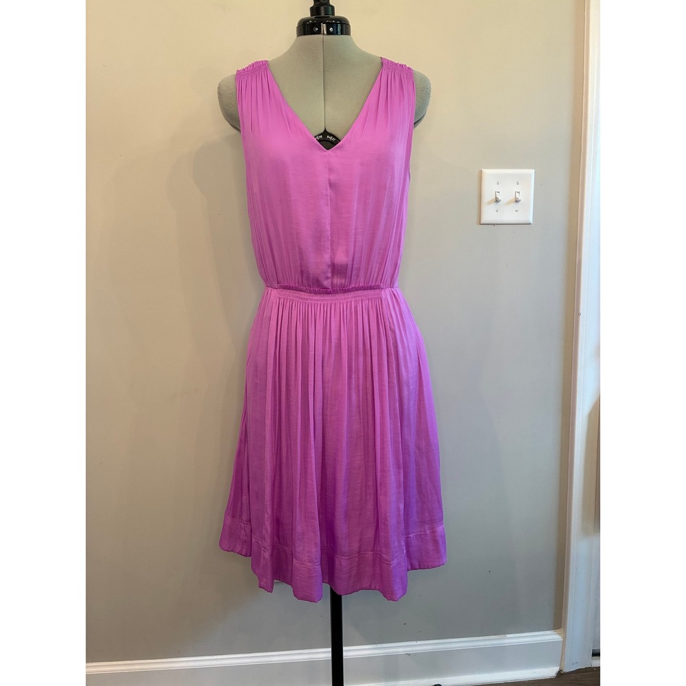 Banana Republic Women Orchid Purple Sleeveless V-Neck Elastic Waist Dress Size 6